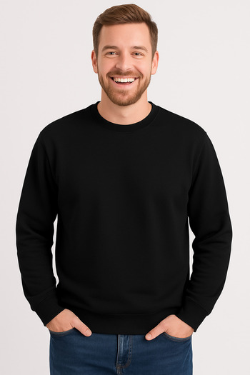 Eastek Basic Premium Black Sweatshirt Crew Neck Plain Sweatshirt, Men'S, Women'S, Unisex Sweatshirt