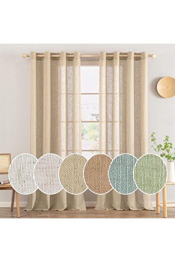 MIULEE Set of 2 Curtains, 140 X 225 Cm, ​​Khaki - CN