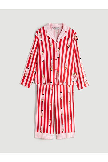 LC Waikiki Peak Yeni Sezon Gömlek Yaka Baskılı Kadın Pijama Takımı