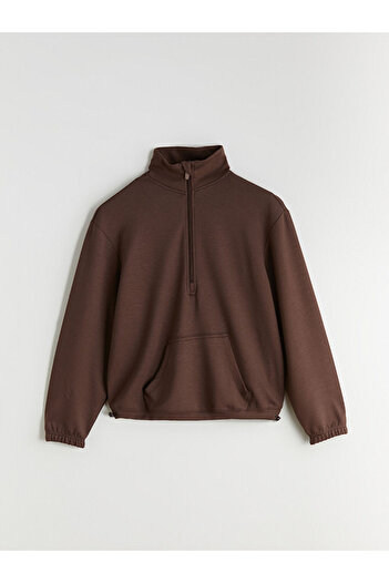 LC Waikiki Brown Stand Collar Women's Sweatshirt