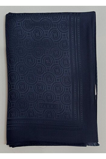 Vakko Jacquard Silk Special Series Monogram Shawl 41364-Navy Blue