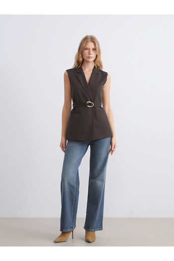 LC Waikiki Brown Jacket Collar Women's Classic Vest