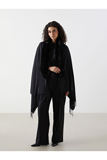 LC Waikiki Black Tassel Women's Shawl