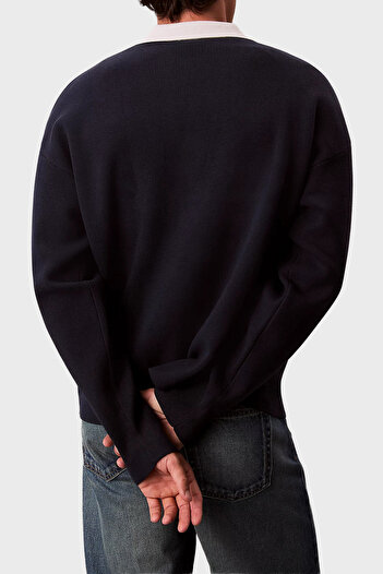 Calvin Klein Pamuklu Relaxed Fit Polo Yaka Kazak LV04RD303GCEF Erkek POLO YAKA KAZAK LV04RD303G CEF