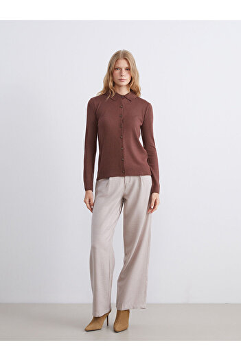LC Waikiki Peak New Season Polo Neck Women's Knitwear Cardigan