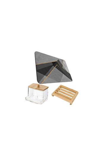 Mercaton Ultra Absorbent Non-Slip Bathroom Mat Set with Bamboo Accessories
