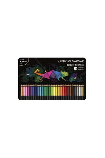 Kidea Colored Pencils Set 36 Triangular Beautiful for Kids, Metal Box, Multicolored
