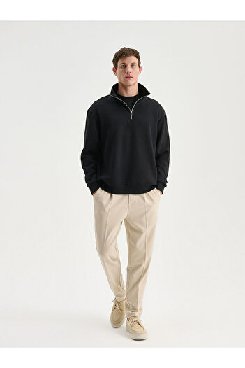 LC Waikiki Zippered Stand Collar Men's Thick Sweatshirt