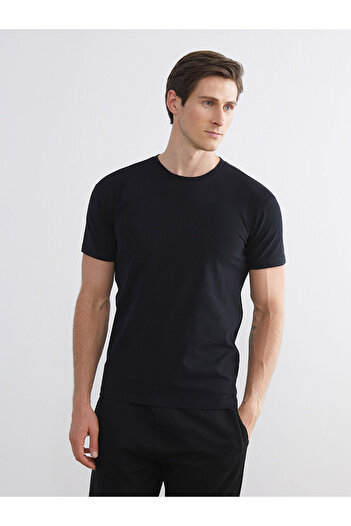 LC Waikiki Black Crew Neck Short Sleeve Men's Undershirt