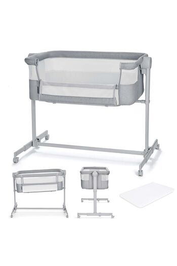 Kinderkraft NESTE UP CO-SLEEPER BED, FULL LIGHT GRAY