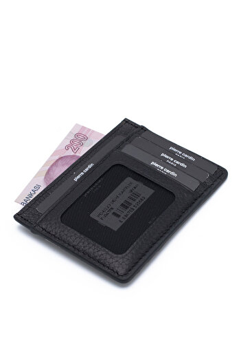 Pierre Cardin Black Unisex Leather Credit Card Holder 0323S3L