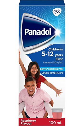 Panadol شراب إكسير بنكهة التوت للأطفال من عمر 5 إلى 12 سنة 100 مل