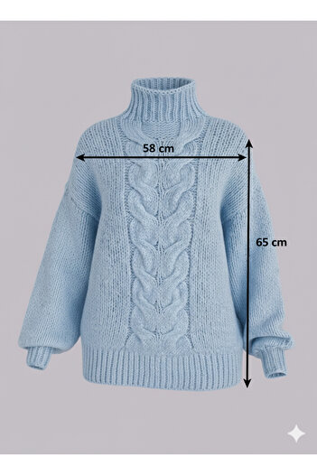 fiolin Yumoş Textured Knitted Patterned Stand Collar Knitwear Sweater
