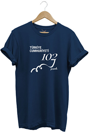 WİDİ October 29, 102. Year Design Printed 100% Cotton Regular Fit Crew Neck Unisex T-Shirt