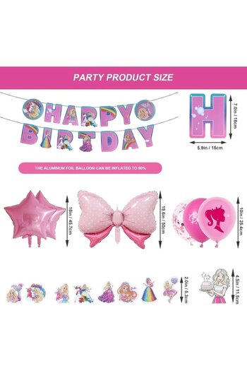 DELPI Set balloons and party accessories Barbie theme, 39 pieces, pink
