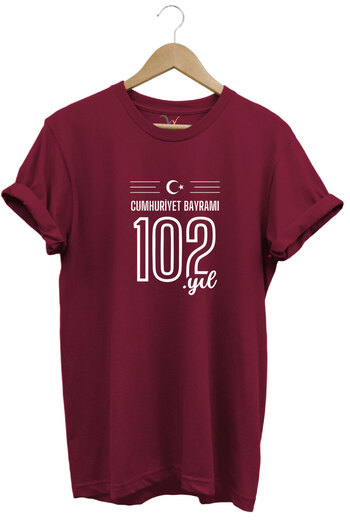 WİDİ 102. Year October 29Th Republic Day Printed Moon Star 100% Cotton Regular Fit Unisex T-Shirt