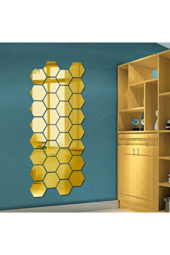 URZ GRUP Adhesive Acrylic Gold Mirror Set 12 Pieces