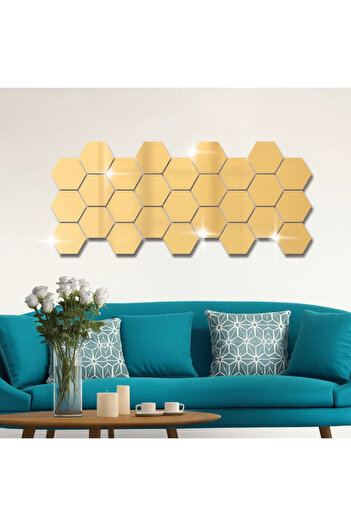 URZ GRUP Adhesive Acrylic Gold Mirror Set 12 Pieces