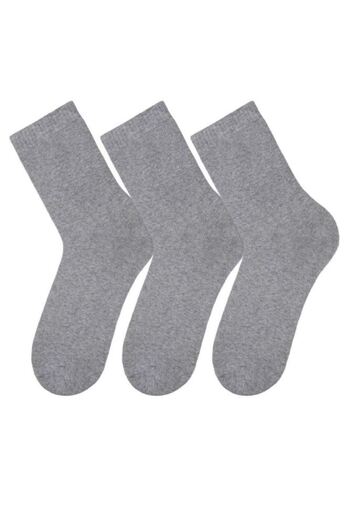Bross Towel Plain Women's Socket 3-Piece Gray
