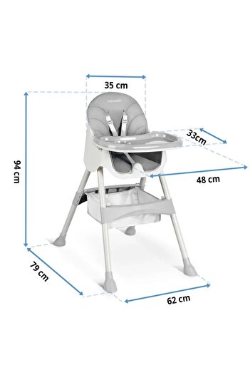 Ricokids Baby dining chair, 3in1, 5-point safety belt, non-slip feet, removable tray...