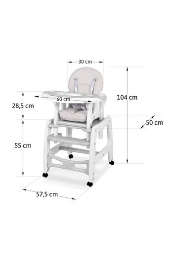 Ricokids 5in1 baby dining chair, adjustable height and backrest, rocker, removable double tray, seat belt...