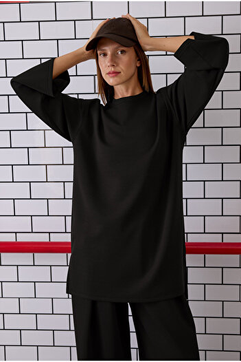 HEQA Modal Basic Long Sweat Black