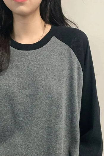Köstebek Black Raglan Sleeve Anthracite Basic Unisex Long Sleeve