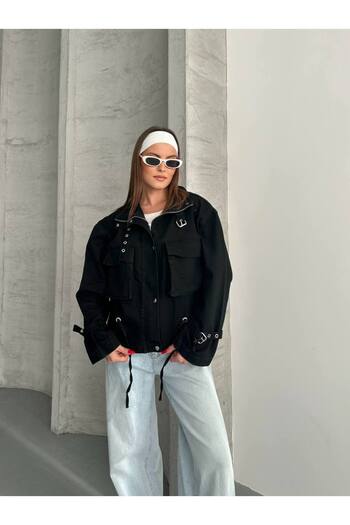 ZF BUTİK Gabardine Zippered Drawstring Jacket