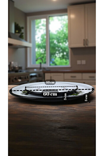 İnci Emaye 60-40 No Enamel Sini Tableware, Food Presentation Tray, Floor Tableware Zinc ~68 cm