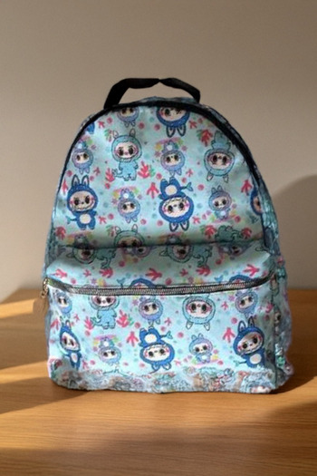 Karakedi Blue Labubu Collage Y2K School Backpack