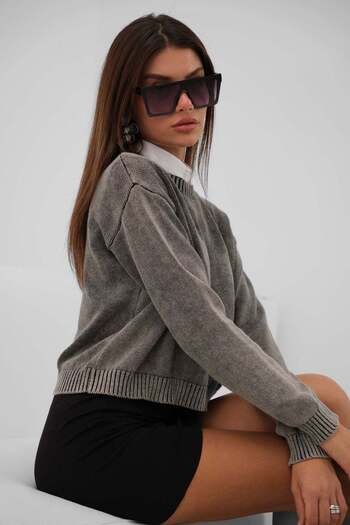 Maxi modena Washable Crop Dark Gray Knitwear Sweater