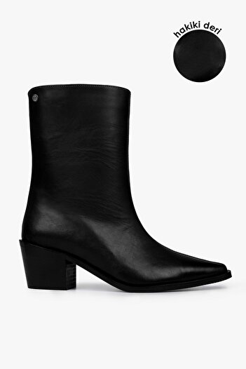 Shoeberry Women's Glac Black Genuine Leather Boots