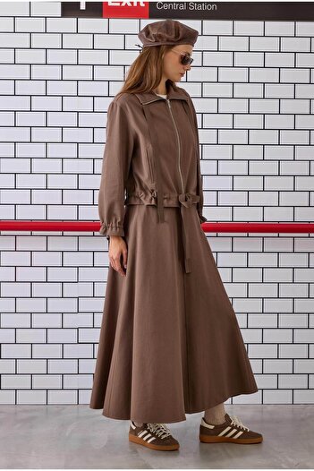 HEQA Lace-Up Helen Jacket Dusty Brown