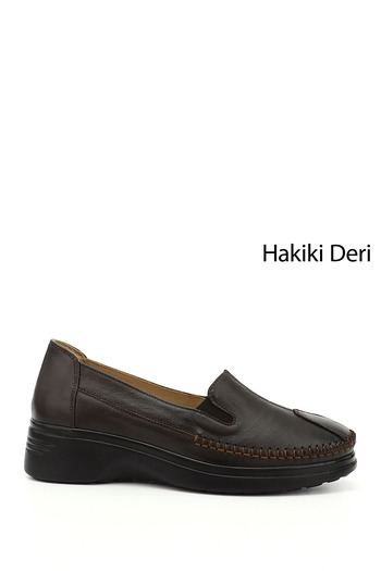 GÖNDERİ(R) Women / Girls Brown Wedge Sole Genuine Leather Comfort Shoes