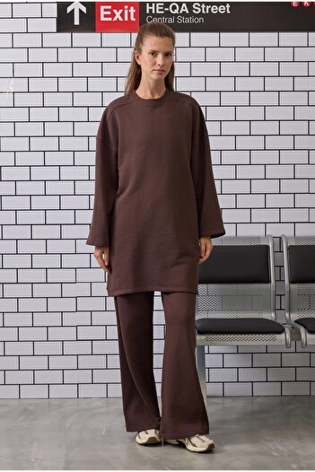 HEQA Long Relaxed Fit Sweatshirt Bitter Brown