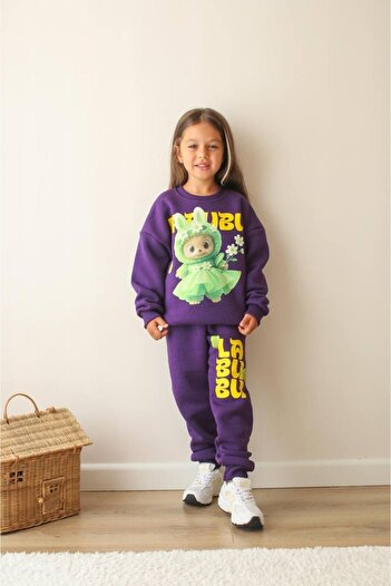 MİNİKO KİDS Girl's Labubu Modeled 3-Ply Sharded Tracksuit Set