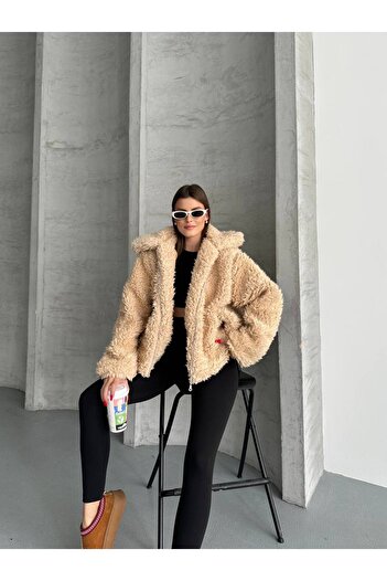 ZF BUTİK Zippered Curly Fur Coat