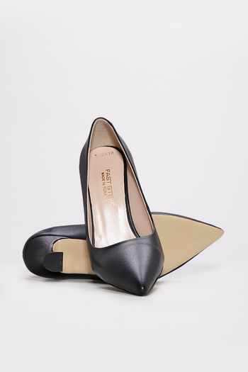 TUGERDİ Black Genuine Leather Jurdan Sole Women's Thin Heeled Shoes Tg092152612828