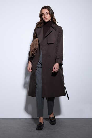 Antioch Brown Double-Breasted Belted Women's Trench Coat