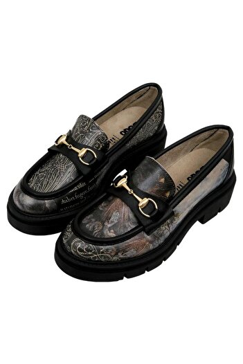 Dogo Women's Vegan Leather Black Loafer - the Model Book of Calligraphy Design