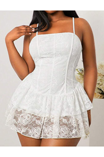 SHEIN Curve+ mini dress, white