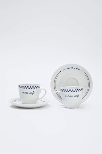 TRENDYOLMİLLA HOME Set of 2 Porcelain Blue Patterned Coffee Cups