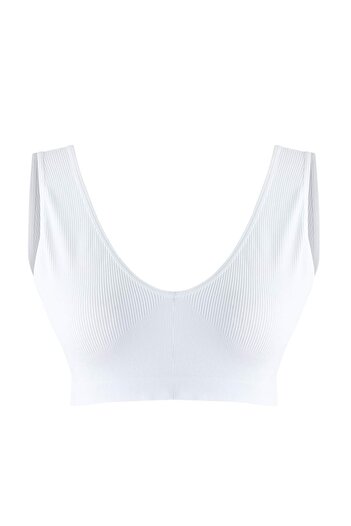 Trendyol Curve White Seamless Cupless Stretchy Knitted Plus Size Bra Tbbaw26Cw00008