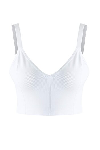 Trendyol Curve White Capless Strappy Seamless Bralette Bra TBBSS23CW00001