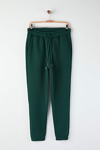 Trendyol Collection Πράσινο μελανζέ Unisex Φούτερ με κανονική/κανονική εφαρμογή ελαστικό κολάν με εσωτερικό φλις TMNAW22EA0346