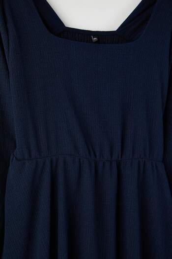 Trendyol Curve Navy Blue Wrinkled Knitted Plus Size Dress