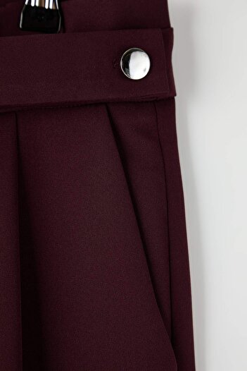 Trendyol Curve Plum Waist Adjustable Belt Woven Plus Size Fabric Pants Tbbaw23Ar00014