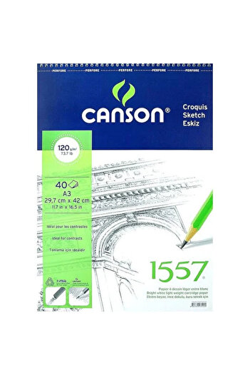 Canson 1557 A3 40Yp 120Gr Spiral Sketch Drawing Painting Notebook / Fcns12040A3Us