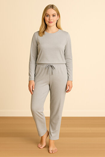 ModaLeaf Gray Color Long Sleeve Pajama Set