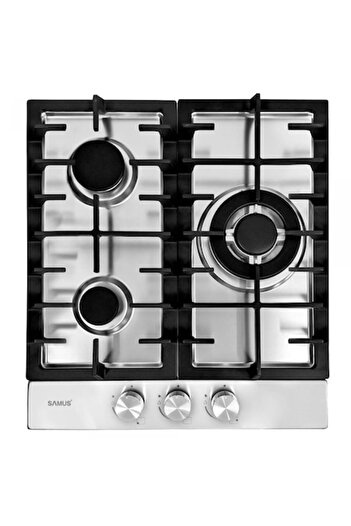 Samus Built-In Hob PSG-43SX1, 3 Gas Burners, Cast Iron Grate, Stainless Steel